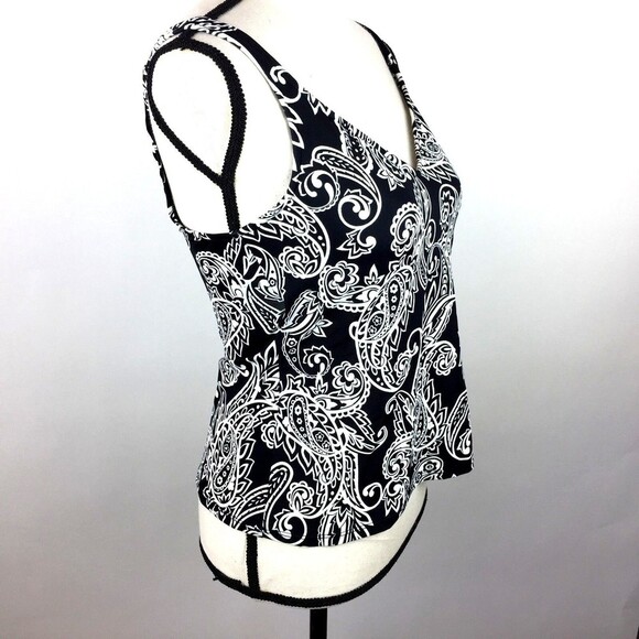 Jantzen Classics Swim Top Women No Size Tag S-M Paisley B&W - Picture 4 of 6